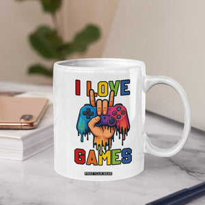 I Love Games Colorful Gamer Controller Gift Coffee Mug TS12 Print Your Wear
