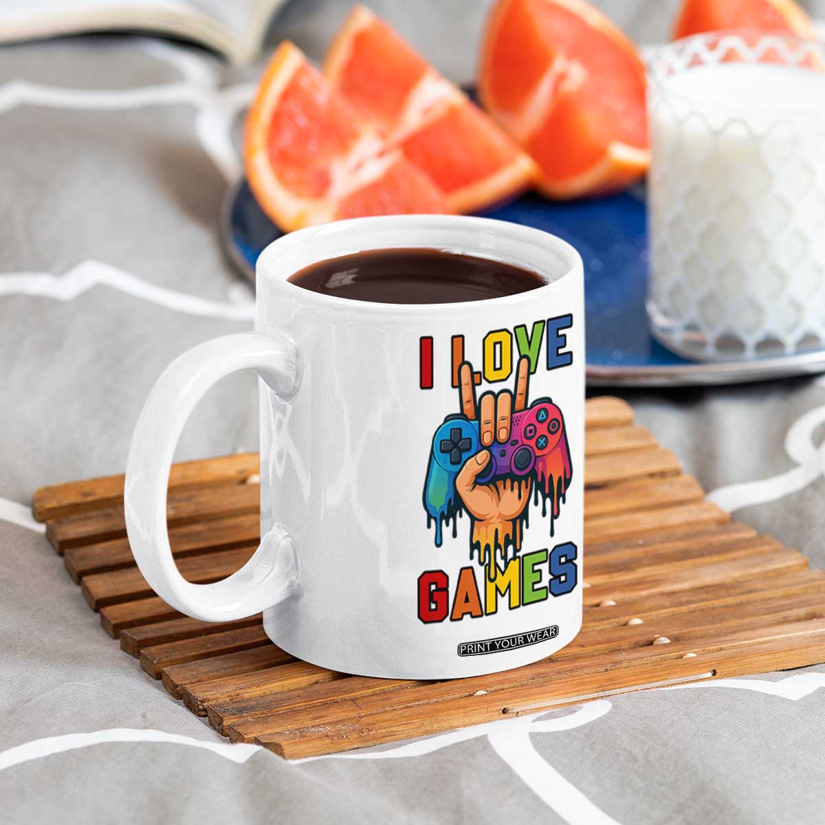 I Love Games Colorful Gamer Controller Gift Coffee Mug TS12 Print Your Wear