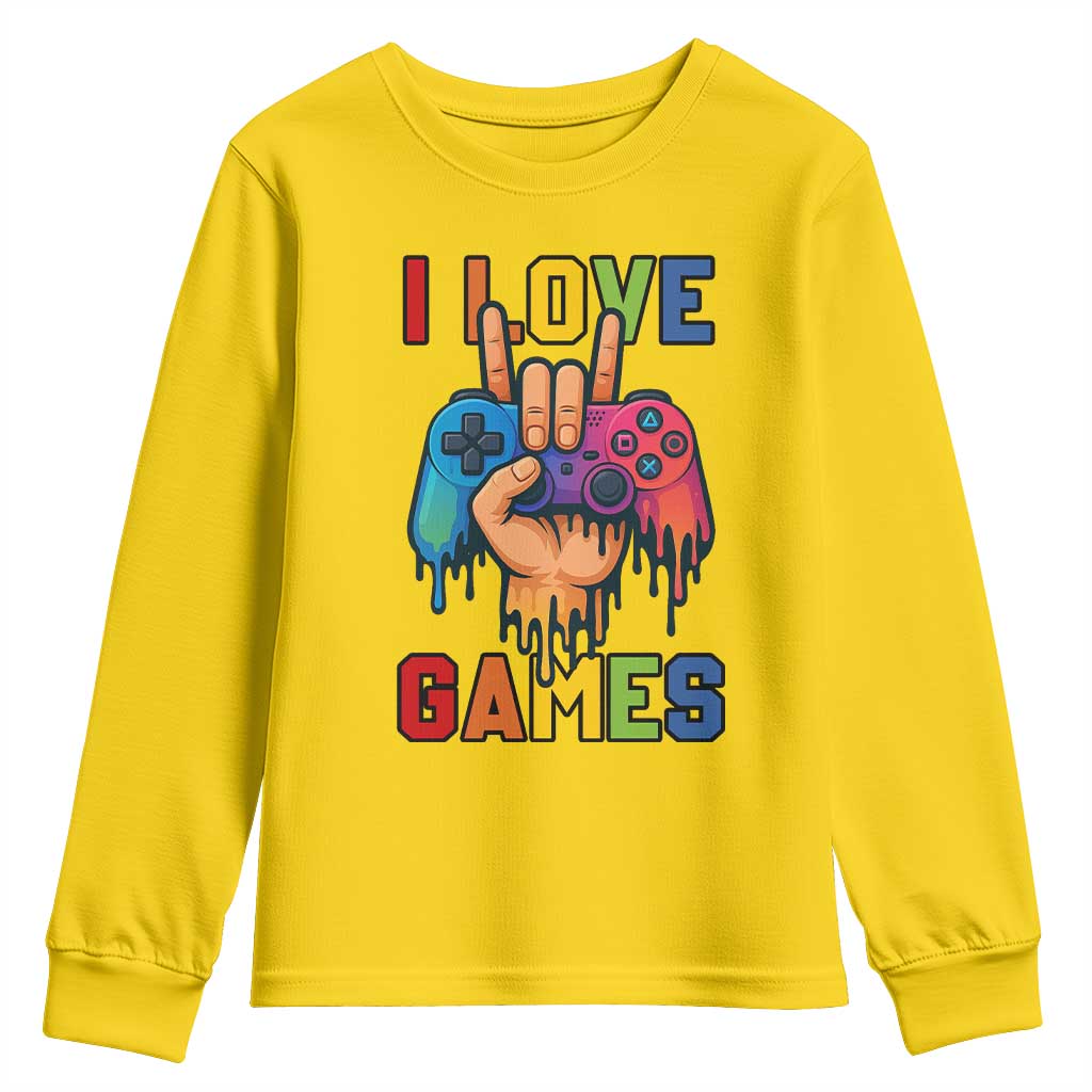 I Love Games Colorful Gamer Controller Gift Youth Sweatshirt TS12 Daisy Print Your Wear