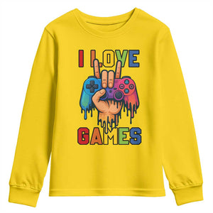I Love Games Colorful Gamer Controller Gift Youth Sweatshirt TS12 Daisy Print Your Wear