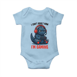 I Cant Adult Now Im Gaming Baby Onesie Funny Monster Playing Video Game TS12 Light Blue Print Your Wear