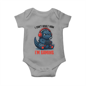 I Cant Adult Now Im Gaming Baby Onesie Funny Monster Playing Video Game TS12 Sport Gray Print Your Wear