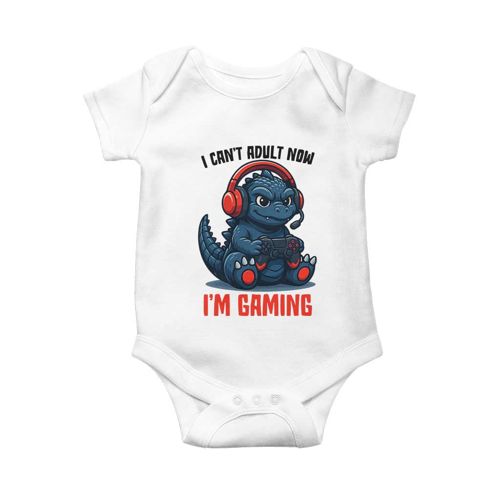 I Cant Adult Now Im Gaming Baby Onesie Funny Monster Playing Video Game TS12 White Print Your Wear