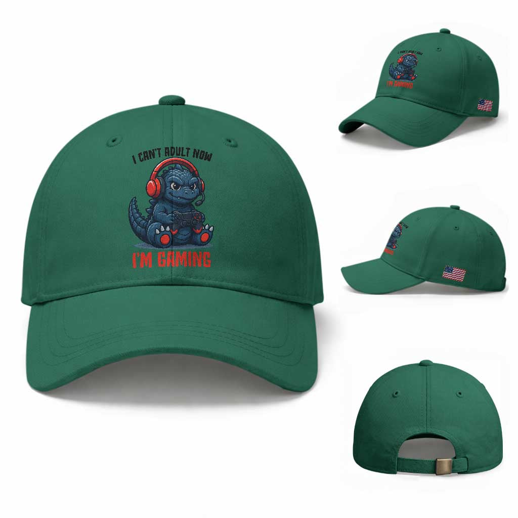 I Cant Adult Now Im Gaming Baseball Cap Funny Monster Playing Video Game TS12 Baseball Cap Universal Fit Irish Green Print Your Wear