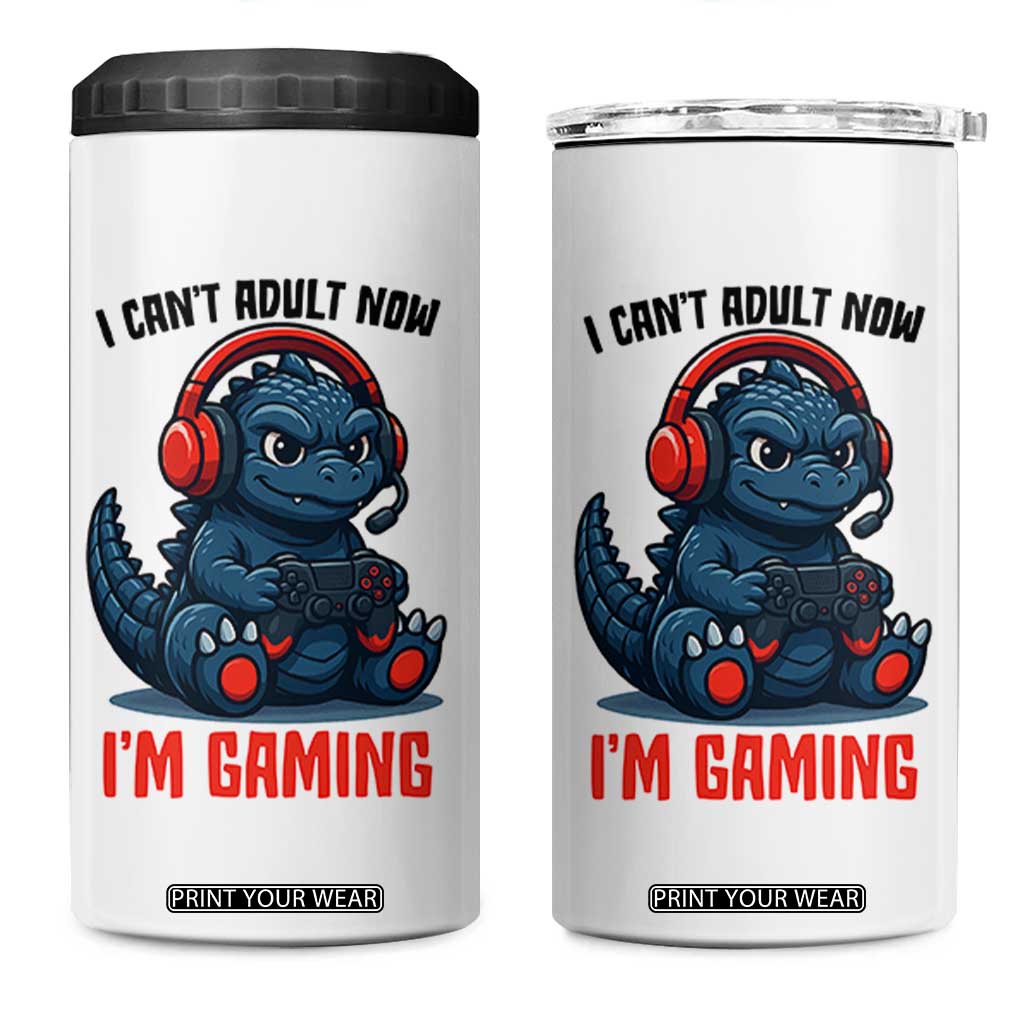 I Cant Adult Now Im Gaming 4 in 1 Can Cooler Tumbler Funny Monster Playing Video Game TS12 One Size: 16 oz White Print Your Wear