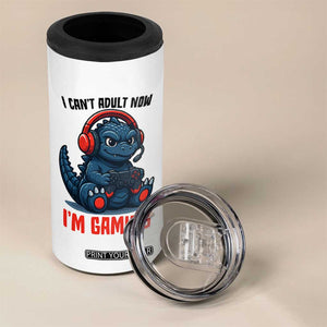 I Cant Adult Now Im Gaming 4 in 1 Can Cooler Tumbler Funny Monster Playing Video Game TS12 Print Your Wear