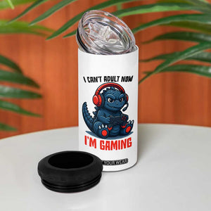 I Cant Adult Now Im Gaming 4 in 1 Can Cooler Tumbler Funny Monster Playing Video Game TS12 Print Your Wear