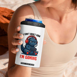 I Cant Adult Now Im Gaming 4 in 1 Can Cooler Tumbler Funny Monster Playing Video Game TS12 Print Your Wear