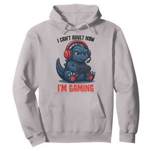 I Cant Adult Now Im Gaming Hoodie Funny Monster Playing Video Game TS12 Ice Gray Print Your Wear