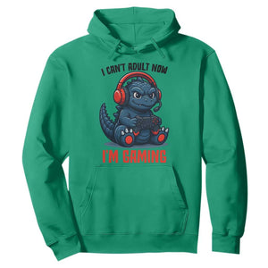 I Cant Adult Now Im Gaming Hoodie Funny Monster Playing Video Game TS12 Irish Green Print Your Wear