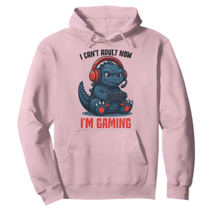 I Cant Adult Now Im Gaming Hoodie Funny Monster Playing Video Game TS12 Light Pink Print Your Wear