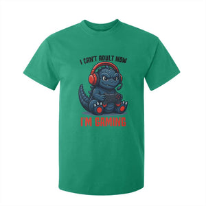 I Cant Adult Now Im Gaming T Shirt For Kid Funny Monster Playing Video Game TS12 Irish Green Print Your Wear