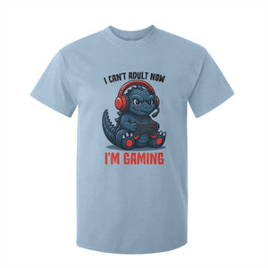 I Cant Adult Now Im Gaming T Shirt For Kid Funny Monster Playing Video Game TS12 Light Blue Print Your Wear