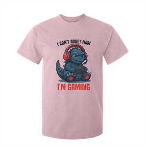 I Cant Adult Now Im Gaming T Shirt For Kid Funny Monster Playing Video Game TS12 Light Pink Print Your Wear