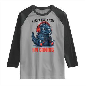 I Cant Adult Now Im Gaming Raglan Shirt Funny Monster Playing Video Game TS12 Sport Gray Black Print Your Wear