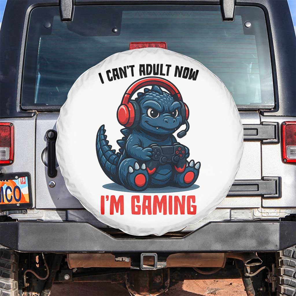 I Cant Adult Now Im Gaming Spare Tire Cover Funny Monster Playing Video Game TS12 No hole White Print Your Wear