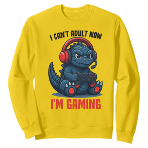I Cant Adult Now Im Gaming Sweatshirt Funny Monster Playing Video Game TS12 Daisy Print Your Wear