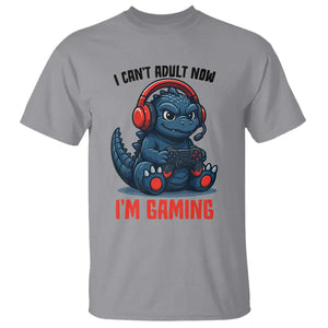 I Cant Adult Now Im Gaming T Shirt Funny Monster Playing Video Game TS12 Sport Gray Print Your Wear