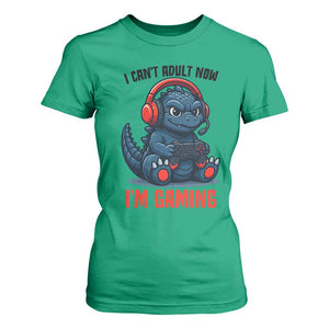 I Cant Adult Now Im Gaming T Shirt For Women Funny Monster Playing Video Game TS12 Irish Green Print Your Wear