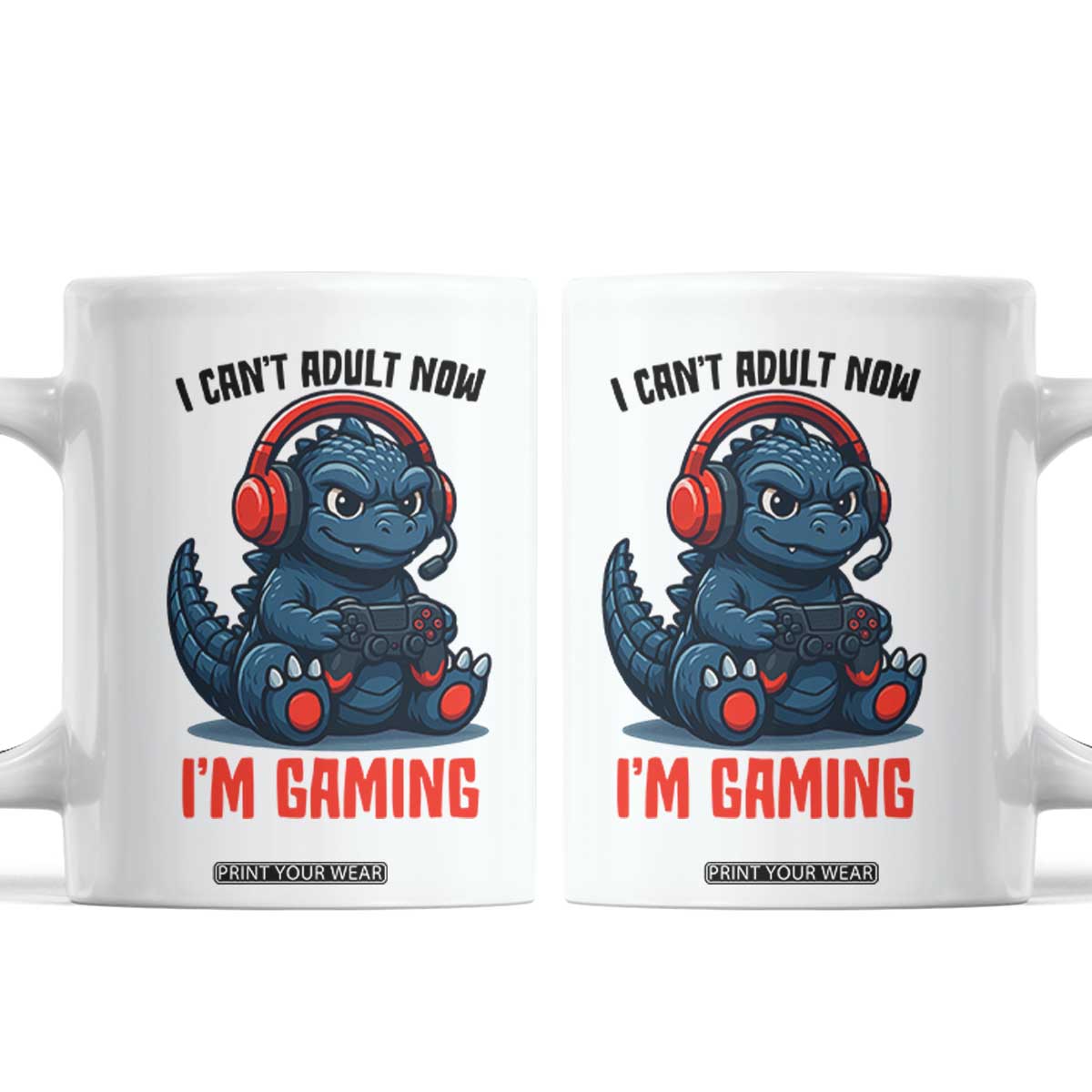 I Cant Adult Now Im Gaming Coffee Mug Funny Monster Playing Video Game TS12 White Print Your Wear