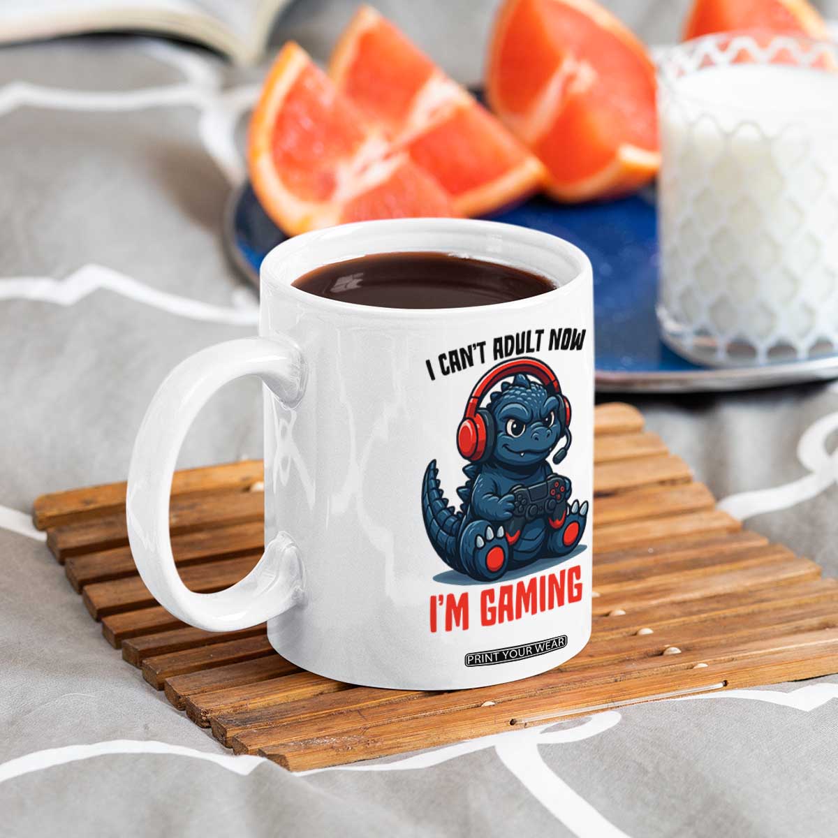 I Cant Adult Now Im Gaming Coffee Mug Funny Monster Playing Video Game TS12 Print Your Wear