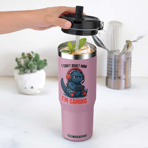 I Cant Adult Now Im Gaming Flip Straw Tumbler Funny Monster Playing Video Game TS12 One Size: 30 oz Light Pink Print Your Wear