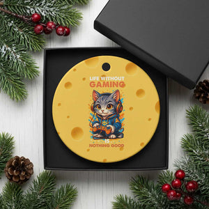 Funny Gamer Cat Ceramic Ornament Life Without Gaming Is Nothing Good TS12 1pc Yellow Cheese Print Your Wear