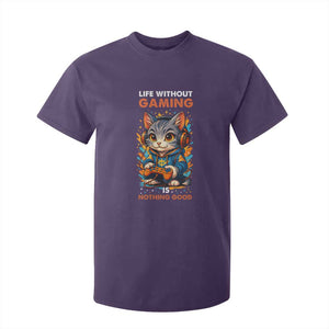 Funny Gamer Cat T Shirt For Kid Life Without Gaming Is Nothing Good TS12 Purple Print Your Wear