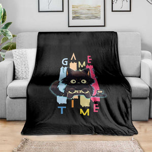 Game Time Throw Blanket Cute Black Cat Gamer Lover Gift TS12 Print Your Wear