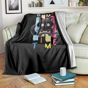 Game Time Throw Blanket Cute Black Cat Gamer Lover Gift TS12 Print Your Wear