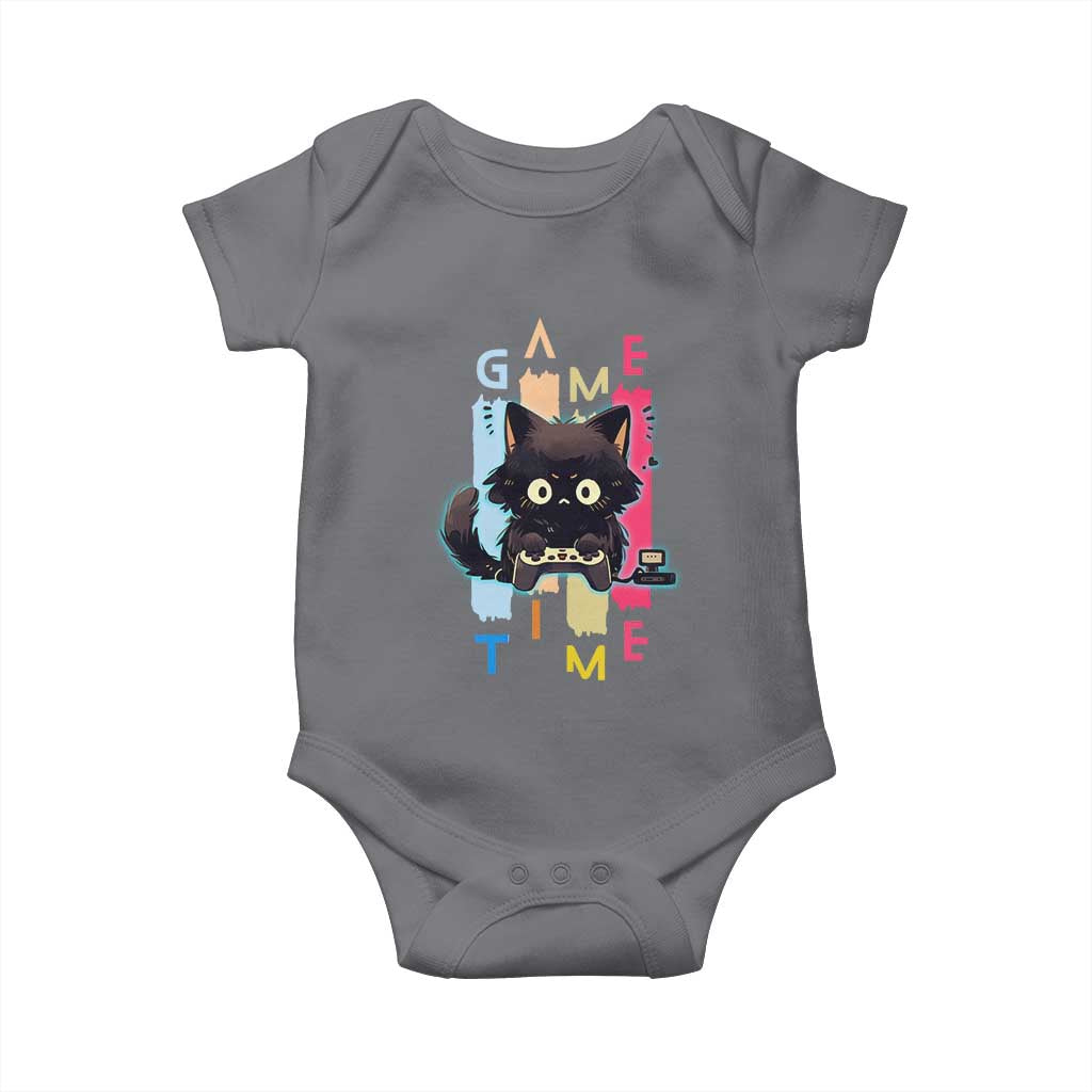 Game Time Baby Onesie Cute Black Cat Gamer Lover Gift TS12 Charcoal Print Your Wear