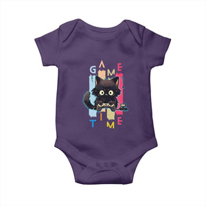 Game Time Baby Onesie Cute Black Cat Gamer Lover Gift TS12 Purple Print Your Wear