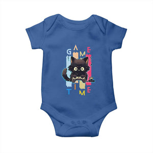 Game Time Baby Onesie Cute Black Cat Gamer Lover Gift TS12 Royal Blue Print Your Wear