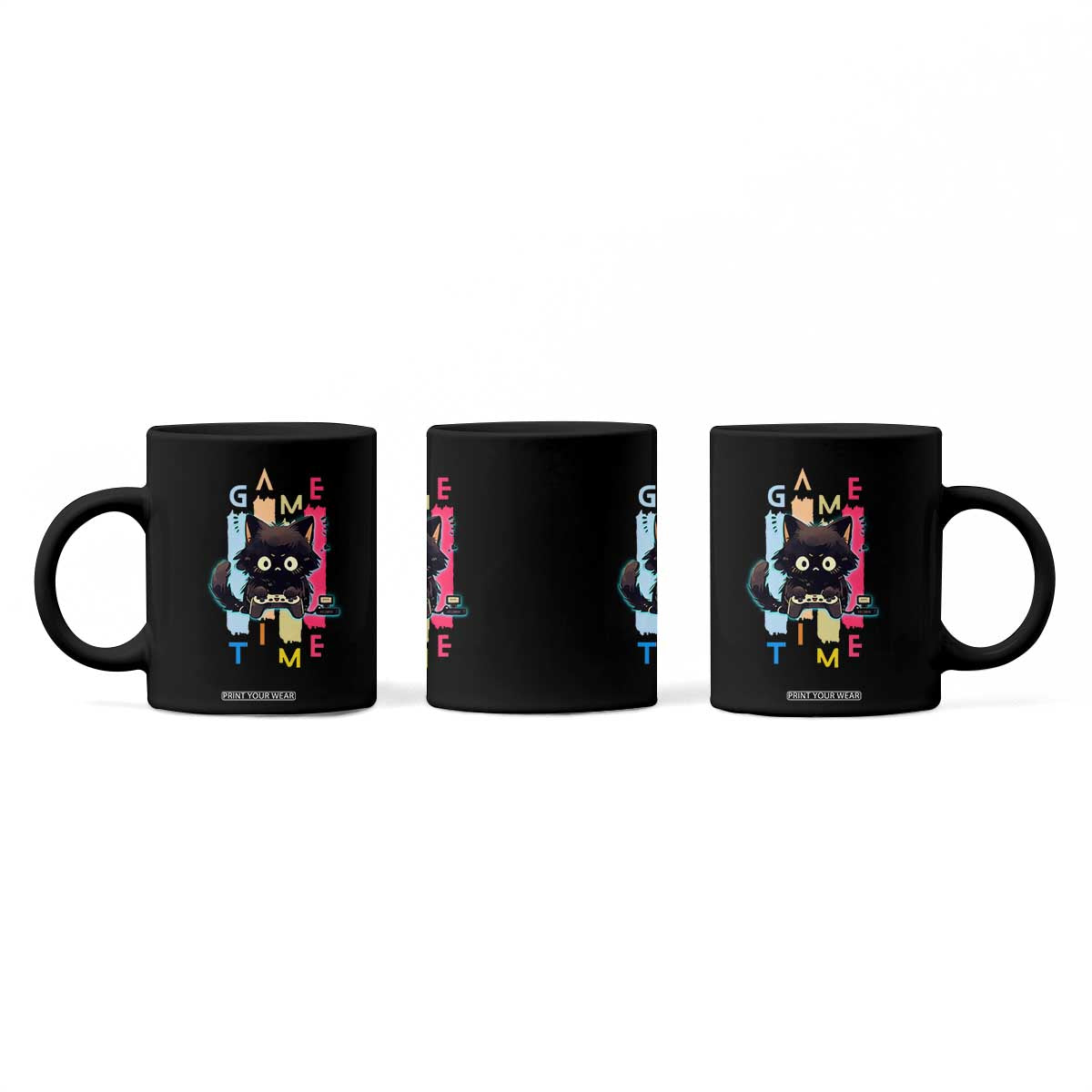 Game Time Coffee Mug Cute Black Cat Gamer Lover Gift TS12 Print Your Wear