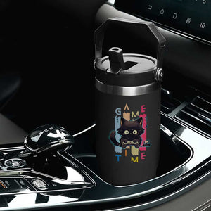 Game Time Flip Straw Tumbler Cute Black Cat Gamer Lover Gift TS12 Print Your Wear