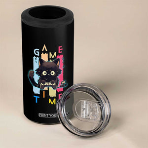 Game Time 4 in 1 Can Cooler Tumbler Cute Black Cat Gamer Lover Gift TS12 Print Your Wear