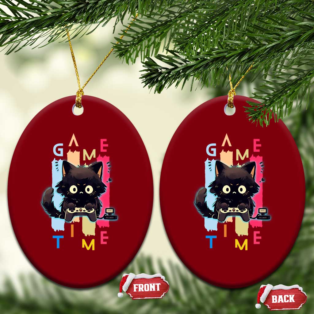 Game Time Ceramic Ornament Cute Black Cat Gamer Lover Gift TS12 Print Your Wear