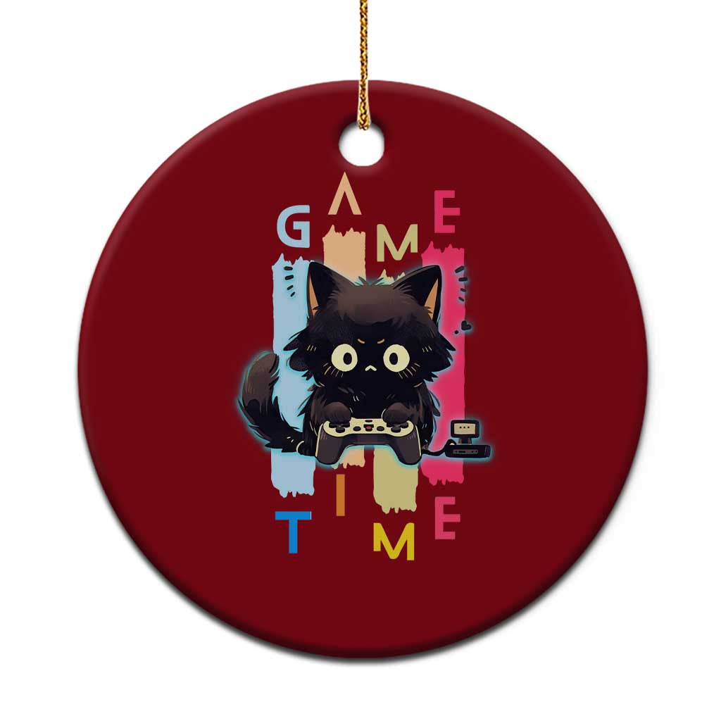 Game Time Ceramic Ornament Cute Black Cat Gamer Lover Gift TS12 1pc Red Print Your Wear