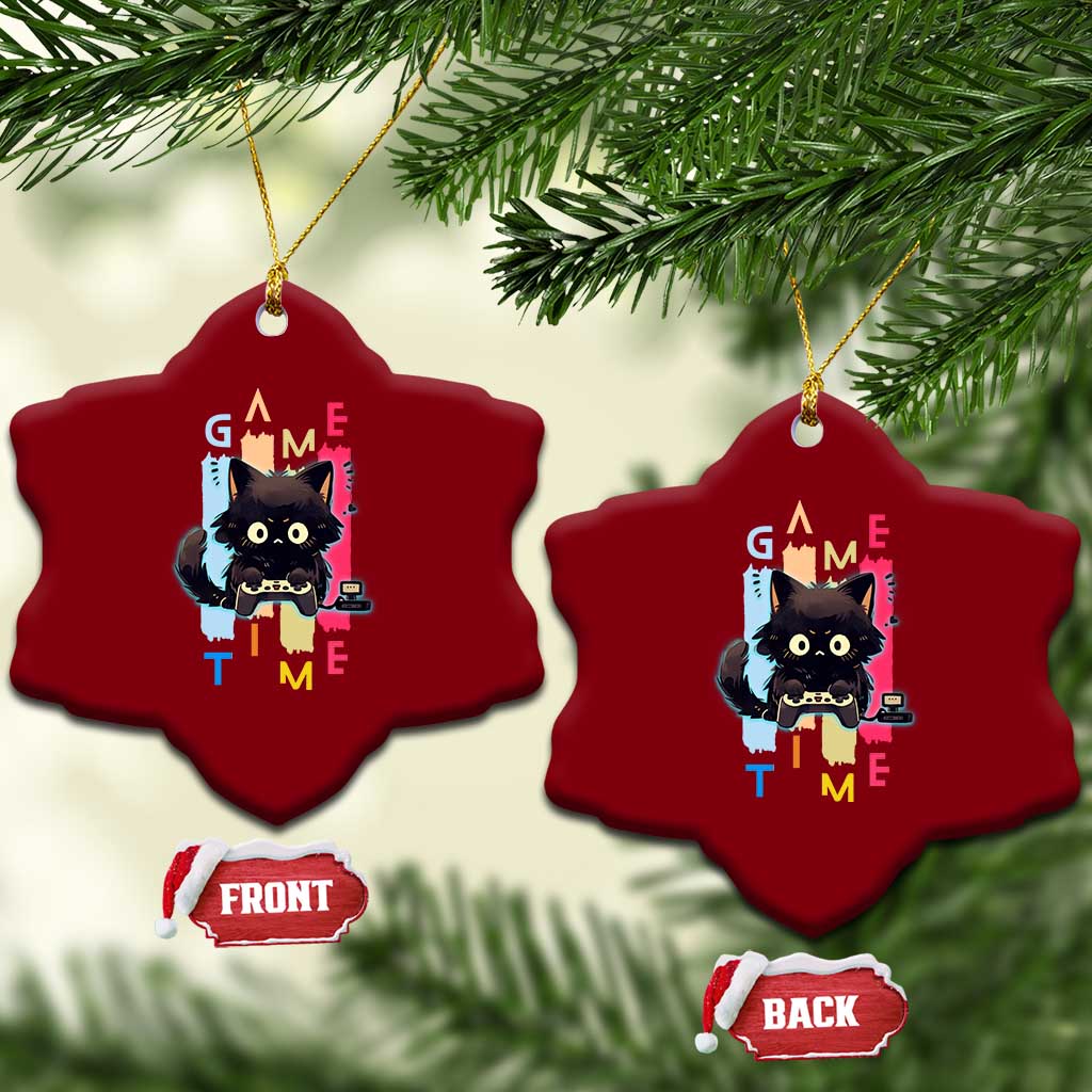 Game Time Ceramic Ornament Cute Black Cat Gamer Lover Gift TS12 Print Your Wear