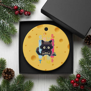 Game Time Ceramic Ornament Cute Black Cat Gamer Lover Gift TS12 1pc Yellow Cheese Print Your Wear