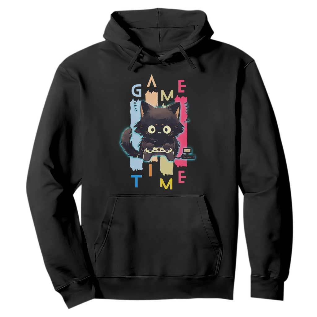 Game Time Hoodie Cute Black Cat Gamer Lover Gift TS12 Black Print Your Wear