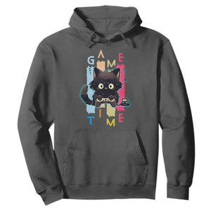 Game Time Hoodie Cute Black Cat Gamer Lover Gift TS12 Dark Heather Print Your Wear