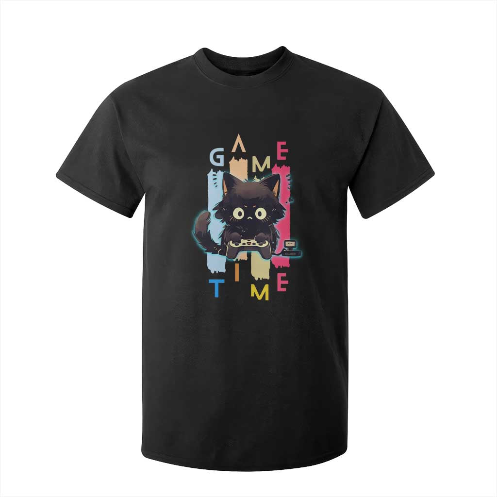 Game Time T Shirt For Kid Cute Black Cat Gamer Lover Gift TS12 Black Print Your Wear