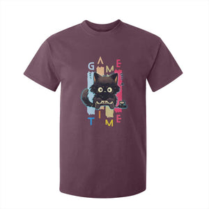 Game Time T Shirt For Kid Cute Black Cat Gamer Lover Gift TS12 Maroon Print Your Wear