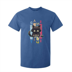 Game Time T Shirt For Kid Cute Black Cat Gamer Lover Gift TS12 Royal Blue Print Your Wear