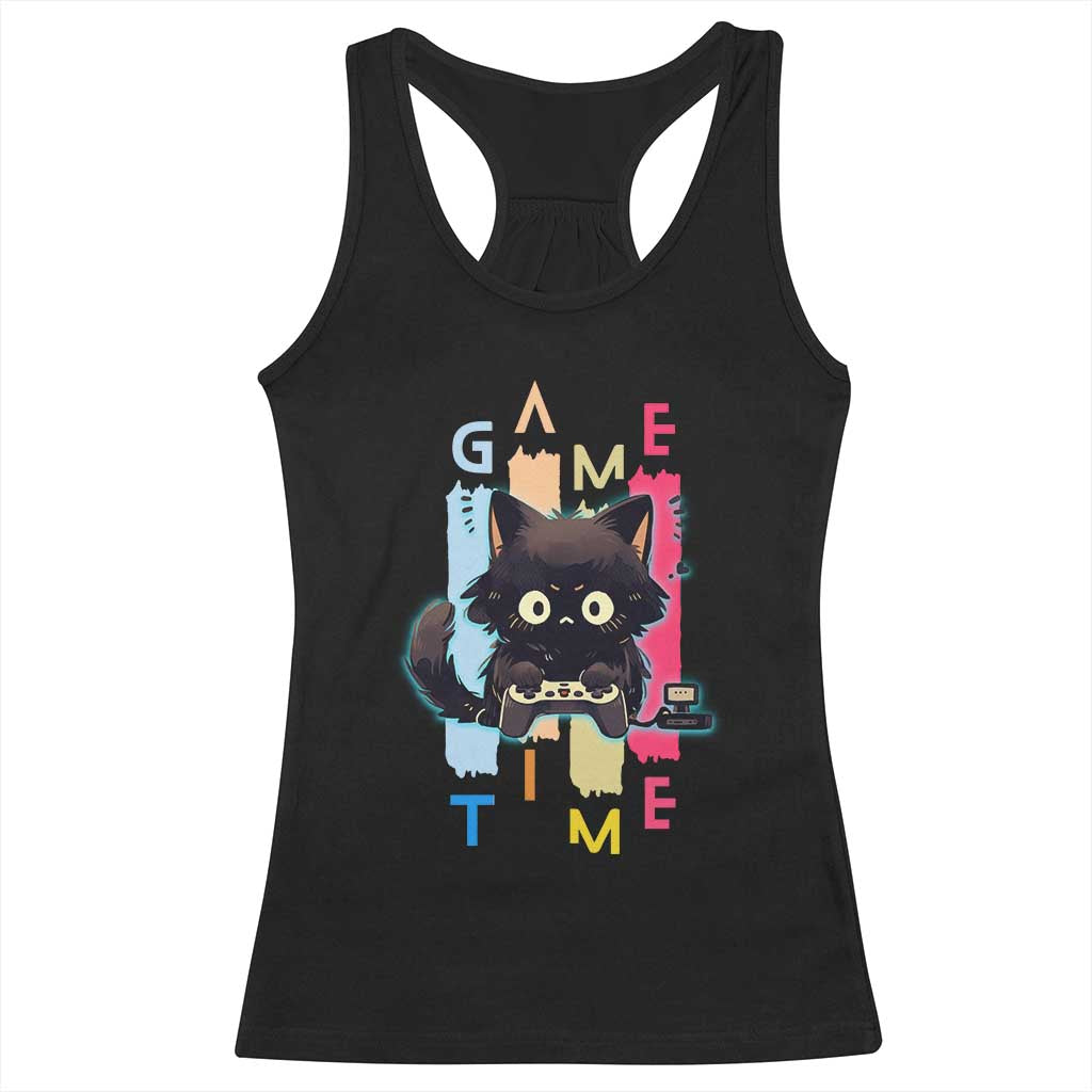 Game Time Racerback Tank Top Cute Black Cat Gamer Lover Gift TS12 Black Print Your Wear