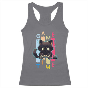 Game Time Racerback Tank Top Cute Black Cat Gamer Lover Gift TS12 Charcoal Print Your Wear