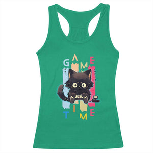Game Time Racerback Tank Top Cute Black Cat Gamer Lover Gift TS12 Irish Green Print Your Wear