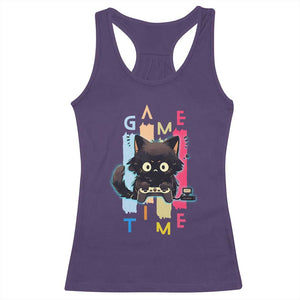 Game Time Racerback Tank Top Cute Black Cat Gamer Lover Gift TS12 Purple Print Your Wear