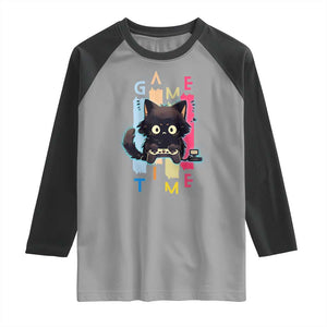 Game Time Raglan Shirt Cute Black Cat Gamer Lover Gift TS12 Sport Gray Black Print Your Wear